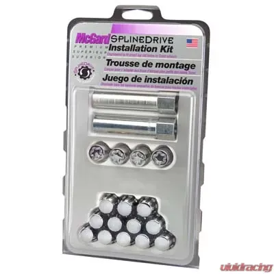 McGard SplineDrive Tuner 4 Lug Install Kit w/Locks & Tool (Cone) M12x1.25 / 13/16 Hex - Chrome (CS) - 65454CN