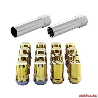 McGard SplineDrive Tuner 4 Lug Install Kit w/Locks & Tool (Cone) M12x1.25 / 13/16 Hex - Gold (CS) - 65454GDC