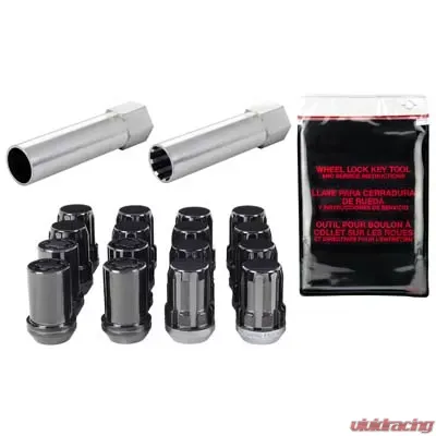 McGard SplineDrive Tuner 4 Lug Install Kit w/Locks & Tool (Cone) M12X1.5 / 13/16 Hex - Black - 65457BK
