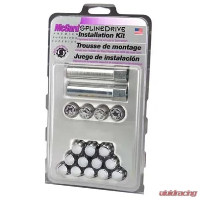 McGard SplineDrive Tuner 4 Lug Install Kit w/Locks & Tool (Cone) M12x1.5 / 13/16 Hex - Chrome (CS) - 65457CN