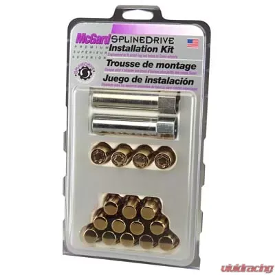 McGard SplineDrive Tuner 4 Lug Install Kit w/Locks & Tool (Cone) M12x1.5 / 13/16 Hex - Gold (CS) - 65457GDC