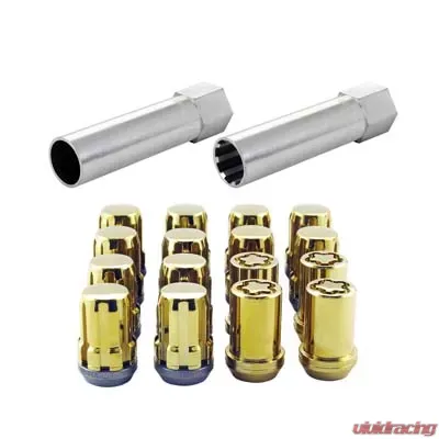 McGard SplineDrive Tuner 4 Lug Install Kit w/Locks & Tool (Cone) M12x1.5 / 13/16 Hex - Gold (CS) - 65457GDC