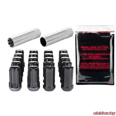 McGard SplineDrive Tuner 5 Lug Install Kit w/Locks & Tool (Cone) M14X1.5 / 1in. Hex - Blk - 65510BK