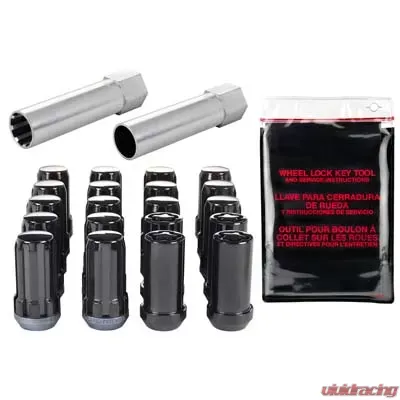 McGard SplineDrive Tuner 5 Lug Install Kit w/Locks & Tool (Cone) 1/2-20 / 13/16 Hex / 1.6in. L - Blk - 65540BK