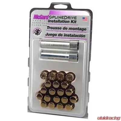 McGard SplineDrive Tuner 5 Lug Install Kit w/Locks & Tool (Cone) M12x1.25 / 13/16 Hex - Gold (CS) - 65554GDC