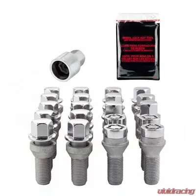 McGard 5 Lug Hex Install Kit w/Locks (Cone Seat Bolt) M14X1.5 / 17mm Hex / 28.0mm Shank L. - Chrome - 67200