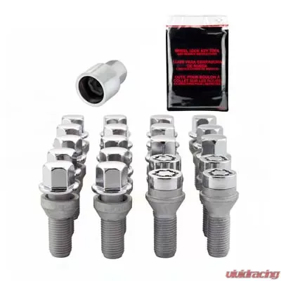 McGard 5 Lug Hex Install Kit w/Locks (Cone Seat Bolt) M14X1.5 / 17mm Hex / 30.5mm Shank L. - Chrome - 67205
