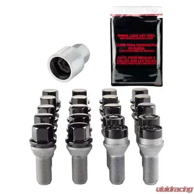 McGard 5 Lug Hex Install Kit w/Locks (Cone Seat Bolt) M14X1.25 / 17mm Hex / 27.5mm Shank L. - Black - 67226BK