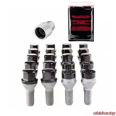 McGard 5 Lug Hex Install Kit w/Locks (Cone Seat Bolt) M12X1.25 / 17mm Hex / 25.6mm Shank L. - Black - 67261BK