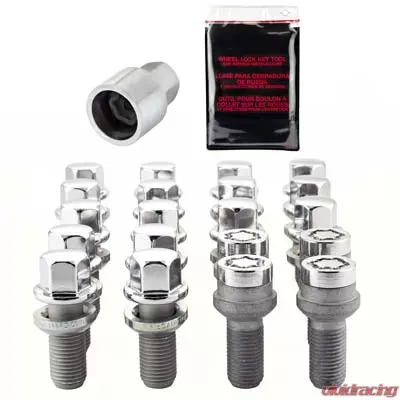 McGard 5 Lug Hex Install Kit w/Locks (Radius Seat Bolt) M14X1.5 / 17mm Hex / 26.3mm Shank L - Chrome - 68018