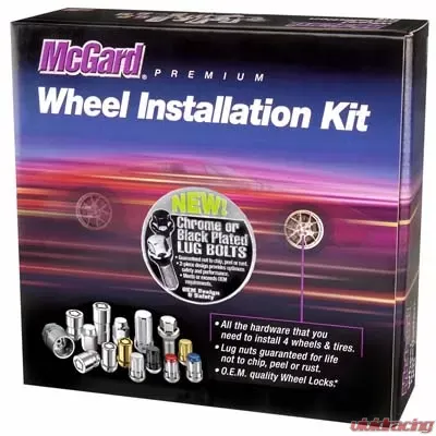 McGard 5 Lug Hex Install Kit w/Locks (Radius Seat Bolt) M14X1.5 / 17mm Hex / 35.4mm Shank L. - Black - 68032BK