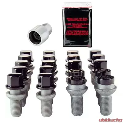 McGard 5 Lug Hex Install Kit w/Locks (Radius Seat Bolt) M14X1.5 / 17mm Hex / 27.5mm Shank L. - Black - 68174BK