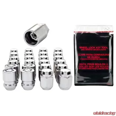 McGard 6 Lug Hex Install Kit w/Locks (Cone Seat Nut) M12X1.25 / 13/16 Hex / 1.28in. L - Chrome - 84654