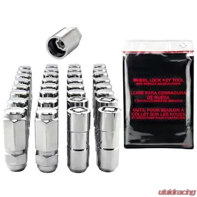 McGard 8 Lug Hex Install Kit w/Locks (Cone Seat Nut / Duplex) 9/16-18 / 7/8 Hex / 2.5in L - Chrome - 84834