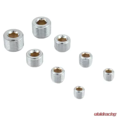 Spectre Pipe Plug Kit - Includes (2) 1/8in. / (2) 1/4in. / (2) 3/8in. / (2) 1/2in. Plugs - Chrome - 60183