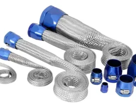 Spectre MagnaBraid 304SS Braided Sleeving Kit - Blue End Caps