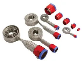 Spectre MagnaBraid 304SS Braided Sleeving Kit - Red/Blue End Caps