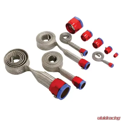 Spectre MagnaBraid 304SS Braided Sleeving Kit - Red/Blue End Caps - 7490