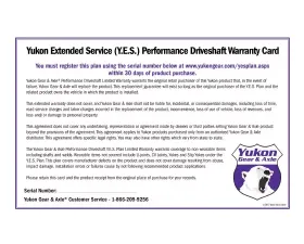 Yukon Gear Yukon Extended Service Plan Performance Driveshaft