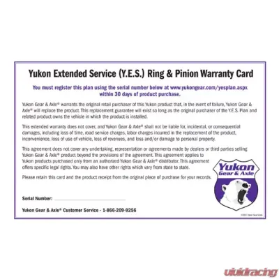 Yukon Gear Yukon Extended Service Plan Ring & Pinion - YESRP