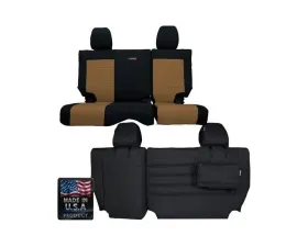 Bartact Black/Coyote Tactical Series Rear Split Bench Seat Covers Jeep Wrangler JK 4 DR 2008-2010