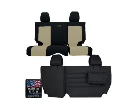 Bartact Black/Khaki Tactical Series Rear Split Bench Seat Covers Jeep Wrangler JK 4 DR 2008-2010