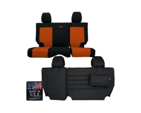 Bartact Black/Orange Tactical Series Rear Split Bench Seat Covers  Jeep Wrangler JK 4 DR 2008-2010
