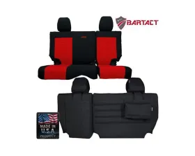 Bartact Black/Red Tactical Series Rear Split Bench Seat Covers Jeep Wrangler JK 4 DR 2008-2010
