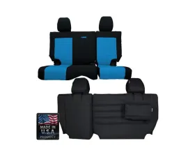 Bartact Black/Blue Tactical Series Rear Split Bench Seat Covers Jeep Wrangler JK 4 DR 2008-2010