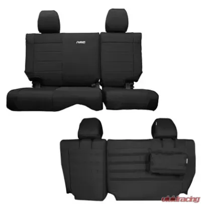 Bartact Supreme Rear Split Bench Seat Cover Black/Black Camo Jeep Wrangler JK Unlimited 2007 - JKSC2007R4BB