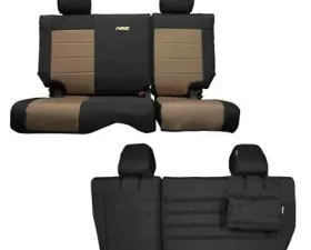 Bartact Supreme Rear Split Bench Seat Cover Black/Coyote Camo Jeep Wrangler JK Unlimited 2007