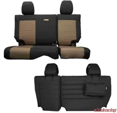 Bartact Supreme Rear Split Bench Seat Cover Black/Coyote Camo Jeep Wrangler JK Unlimited 2007 - JKSC2007R4BC
