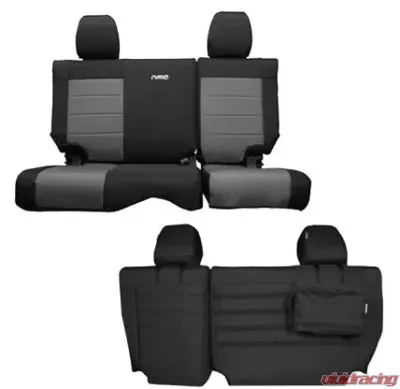 Bartact Supreme Rear Split Bench Seat Cover Black/Graphite Jeep Wrangler JK Unlimited 2007 - JKSC2007R4BG