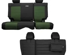 Bartact Supreme Rear Split Bench Seat Cover Black/Olive Drab Jeep Wrangler JK Unlimited 2007