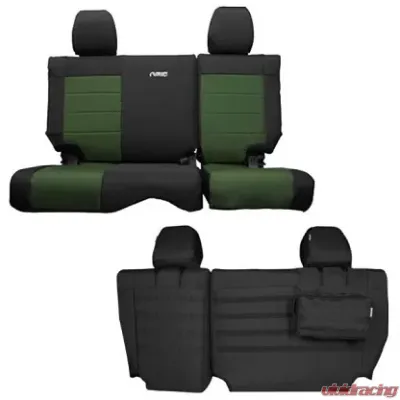 Bartact Supreme Rear Split Bench Seat Cover Black/Olive Drab Jeep Wrangler JK Unlimited 2007 - JKSC2007R4BO