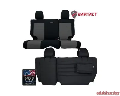 Bartact Black/Graphite Tactical Series Rear Split Bench Seat Covers Jeep Wrangler JK 4 DR 2013-2018 - JKSC2013R4BG