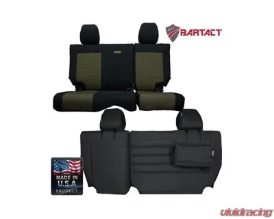 Bartact Black/Olive Drab Tactical Series Rear Split Bench Seat Covers Jeep Wrangler JK 4 DR 2013-2018 - JKSC2013R4BO
