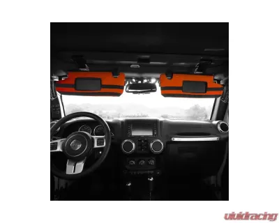 Bartact Orange Sun Visor Covers Pair w/ PALS Webbing for Molle Attachments for Visors With Mirrors Jeep Wrangler JK | JKU 2007-2018 - JKVM0718FN