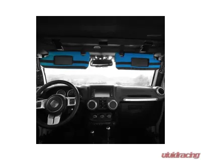 Bartact Blue Sun Visor Covers Pair w/ PALS Webbing for Molle Attachments for Visors With Mirrors Jeep Wrangler JK | JKU 2007-2018 - JKVM0718FU