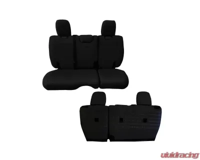 Bartact Black/Black Tactical Rear Bench Seat Covers Jeep Wrangler JL 4 DR w/o Fold Down Armrest 2018-2024 - JLSC2018R4BB