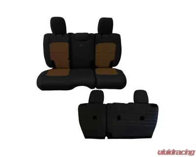 Bartact Black/Coyote Tactical Rear Bench Seat Covers Jeep Wrangler JL 4 DR w/o Fold Down Armrest 2018-2024 - JLSC2018R4BC