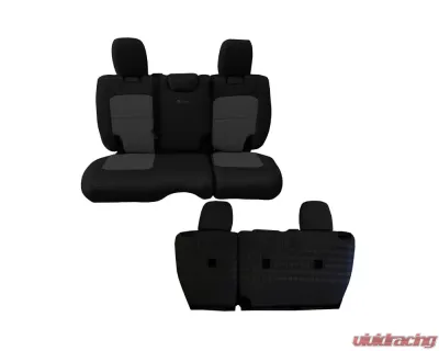 Bartact Black/Gray Tactical Rear Bench Seat Covers Jeep Wrangler JL 4 DR w/o Fold Down Armrest 2018-2024 - JLSC2018R4BG