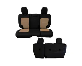 Bartact Black/Khaki Tactical Rear Bench Seat Covers Jeep Wrangler JL 4 DR w/o Fold Down Armrest 2018-2024