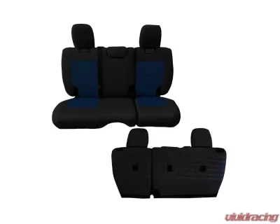 Bartact Black/Blue Tactical Rear Bench Seat Covers Jeep Wrangler JL 4 DR w/o Fold Down Armrest 2018-2024 - JLSC2018R4BT