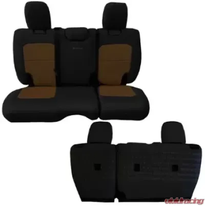 Bartact Tactical Rear Split Bench Seat Cover Black/Coyote Jeep Wrangler JL 4-Door 2018-2024 - JLSC2018R4CC