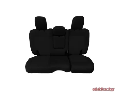 Bartact Black/Black Tactical Rear Bench Seat Covers Jeep Wrangler JL 4 DR w/Fold Down Armrest 2018-2024 - JLSC2018RFBB
