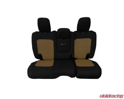 Bartact Black/Coyote Tactical Rear Bench Seat Covers Jeep Wrangler JL w/Fold Down Armrest 4 DR 2018-2024 - JLSC2018RFBC