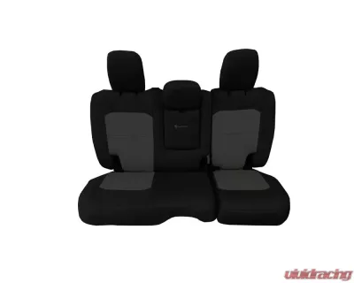 Bartact Black/Gray Tactical Rear Bench Seat Covers Jeep Wrangler JL w/Fold Down Armrest 4 DR 2018-2024 - JLSC2018RFBG