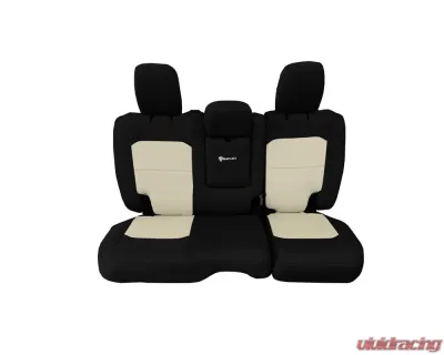 Bartact Black/Khaki Tactical Rear Bench Seat Covers Jeep Wrangler JL w/Fold Down Armrest 4 DR 2018-2024 - JLSC2018RFBK