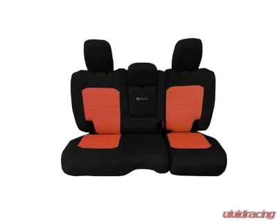 Bartact Black/Orange Tactical Rear Bench Seat Covers Jeep Wrangler JL w/Fold Down Armrest 4 DR 2018-2024 - JLSC2018RFBN